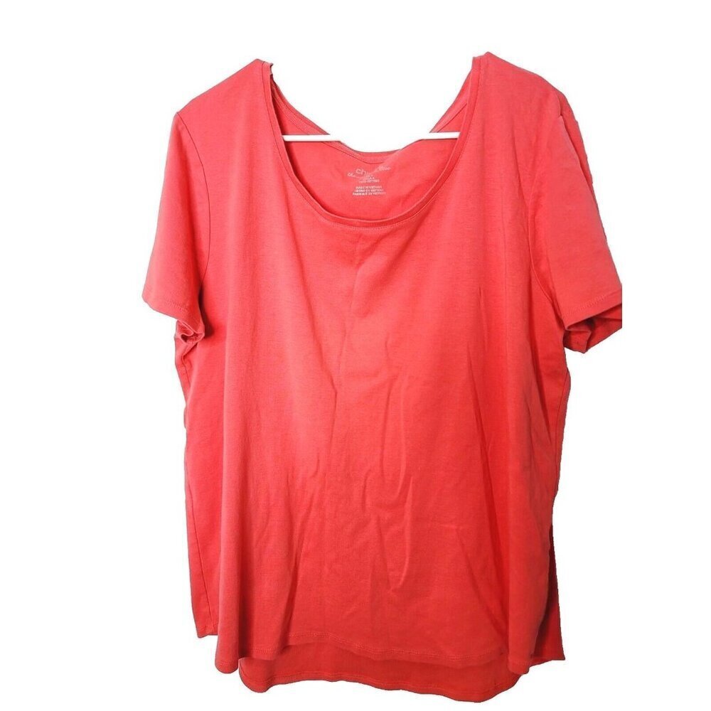 Chicos Womens sz 4 Ultimate Tee Shirt Coral Pink Short Sleeve 100% Cotton